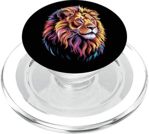 Löwe, Tierliebhaber, bunt, Tierwelt, Zoo-Tag, Herren, Damen, Kinder PopSockets PopGrip für MagSafe Löwe, Tierliebhaber, bunt, Tierwelt, Zoo-Tag, Herren, Damen, Kinder PopSockets PopGrip für MagSafe von LionAxis1