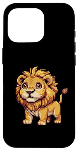 Löwe Pixel Art Retro Spiele Gamer Jungen Mädchen Kinder Hülle für iPhone 16 Pro von LionAxis1
