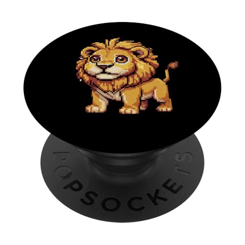 Löwe Pixel Art Retro Spiele Gamer Jungen Mädchen Kinder PopSockets Klebender PopGrip Löwe Pixel Art Retro Spiele Gamer Jungen Mädchen Kinder PopSockets Klebender PopGrip von LionAxis1