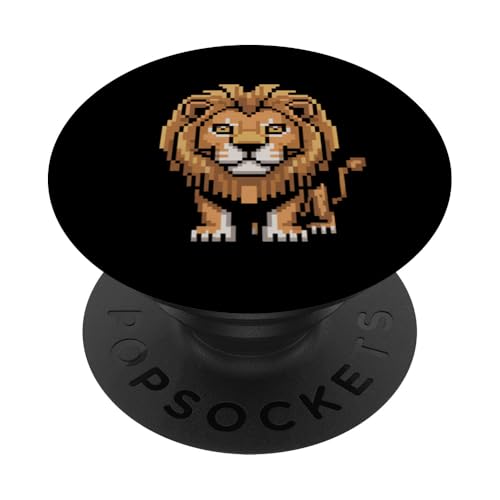Löwe Zoo Tierliebhaber Pixel 8 Bit Jungen Mädchen Kinder PopSockets Klebender PopGrip Löwe Zoo Tierliebhaber Pixel 8 Bit Jungen Mädchen Kinder PopSockets Klebender PopGrip von LionAxis1