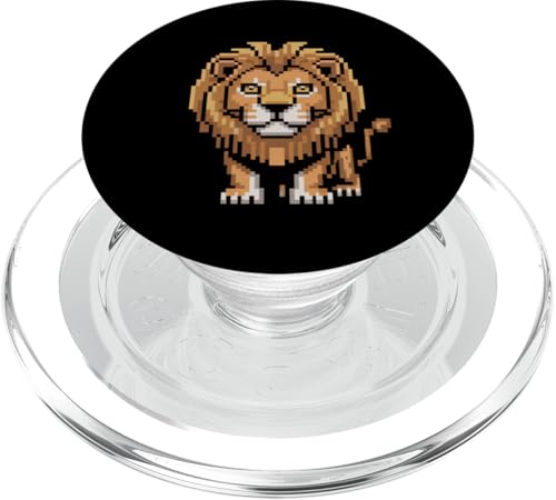 Löwe Zoo Tierliebhaber Pixel 8 Bit Jungen Mädchen Kinder PopSockets PopGrip für MagSafe Löwe Zoo Tierliebhaber Pixel 8 Bit Jungen Mädchen Kinder PopSockets PopGrip für MagSafe von LionAxis1