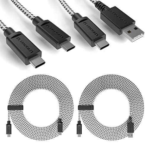 Lioncast 4m PS5 Ladekabel für Playstation 5 Controller 4 Meter Schnell-Ladekabel für Sony PS5 | Set (2pcs) black/white for PS5 (1x USB-C auf USB-A & 1x USB-C auf USB-C) von Lioncast