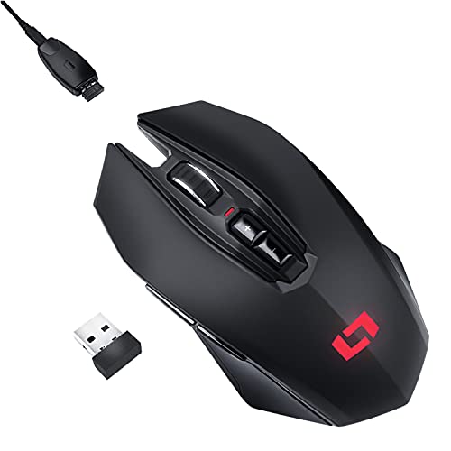 Lioncast LM40 WL – optische Gaming Maus, Wireless/kabellos, RGB Beleuchtung, 7 programmierbare Tasten, 12000 DPI, Dual Mode, PWM 3360 Sensor, wiederaufladbar von Lioncast