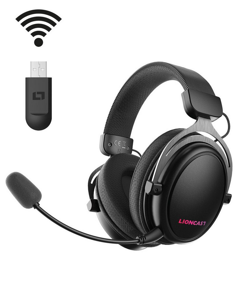 Lioncast LX80 WIRELESS GAMING HEADSET Gaming-Headset (Kabellos, Bluetooth, 80 Stunden Akku, Soundqualität) von Lioncast