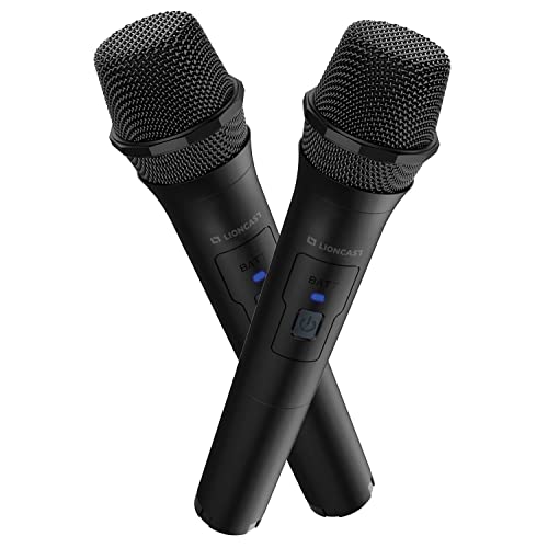 Lioncast Wireless Mikrofon 2er Set für Playstation 5 / PS5 / PS4, PC, Wii, Xbox, Nintendo Switch, Doppelpack kabellos für Karaoke Let's Sing, Voice of Germany, SingStar, Zubehör von Lioncast