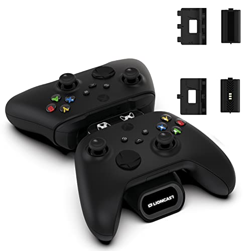 Lioncast Xbox Controller Ladestation mit wiederaufladbarem Akku (1200mAh) für Xbox One/Xbox Series X/S, Xbox Ladestation/Docking Station, Akku Ladestation mit LED-Anzeige, Xbox Controller Akku von Lioncast