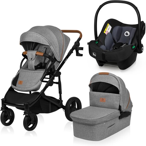 Lionelo Mari Tour 3in1 Kombikinderwagen mit Babywanne und Babyschale grau von Lionelo