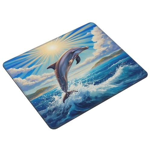 Mauspad Blauer Delfin Gaming Mauspad, Gaming Mousepad Wasserdicht und Rutschfester Gummi für PC-Büro, Arbeit, Gaming, Studium, Laptop, Festival Geschenk, Dekor Schreibtischunterlage 240x200cm E-493 von Lionhai