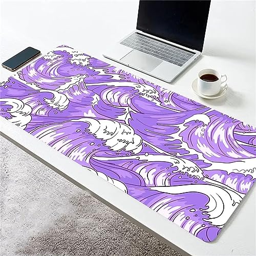 Lila Welle Mauspad Groß 1200x600mm XXL Gaming Mousepad - Rutschfester Gummiunterlage - Wärmebehandelte Oberfläche für Präzises und Schnelles Gleiten der Maus(48x24 inch) von Liowen