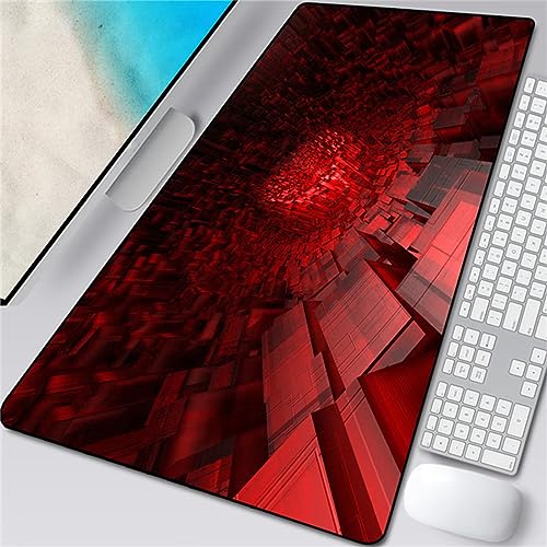 Rote Geometrie Mauspad Groß 1200x600mm XXL Gaming Mousepad - Rutschfester Gummiunterlage - Wärmebehandelte Oberfläche für Präzises und Schnelles Gleiten der Maus(48x24 inch) von Liowen