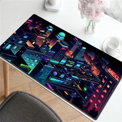 XXL Gaming Mauspad 1200x600mm Groß Mousepad - Schreibtischunterlage - Multifunktionales Anti Rutsch Mauspad - Verbessert Präzision und Geschwindigkeit - Anime-Stadt von Liowen