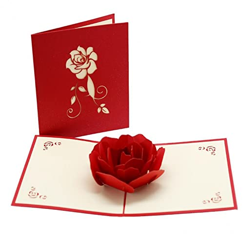 Lipfer 3d Rose Shape-karten Popup-karten Valentine Geburtstags Geschenkkarte Grußkarte Umschlag Für Frau Ehemann von Lipfer