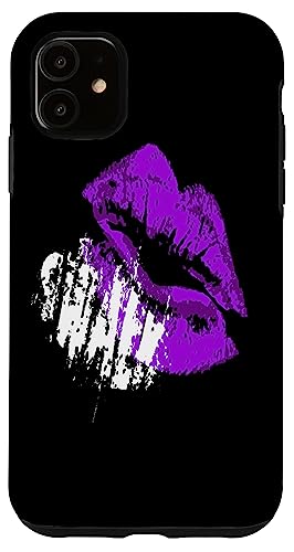 Gothic SWALK Lippenstift Kiss mit Herzmotiv, lila Hülle für iPhone 11 von Lipstick Kisses Tees And KissMark Gifts by taiche