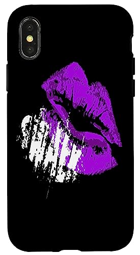 Gothic SWALK Lippenstift Kiss mit Herzmotiv, lila Hülle für iPhone X/XS Gothic SWALK Lippenstift Kiss mit Herzmotiv, lila Hülle für iPhone X/XS von Lipstick Kisses Tees And KissMark Gifts by taiche