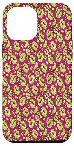 Two Kisses Collided Lip Smacking Limettenfarbenes Lippenmuster Hülle für iPhone 12 Pro Max von Lipstick Kisses Tees And KissMark Gifts by taiche