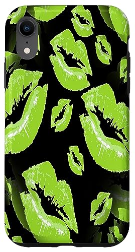 Two Kisses Collided Lip Smacking Limettenfarbenes Lippenmuster Hülle für iPhone XR Two Kisses Collided Lip Smacking Limettenfarbenes Lippenmuster Hülle für iPhone XR von Lipstick Kisses Tees And KissMark Gifts by taiche