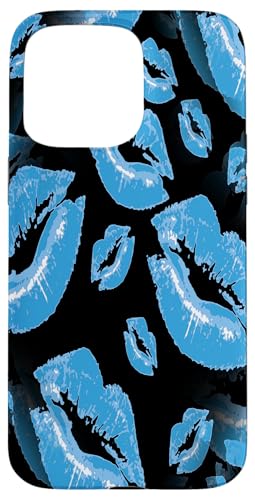 Two Kisses kollidierte, jungenhafte blaue Lippen Muster Hülle für iPhone 15 Pro Max Two Kisses kollidierte, jungenhafte blaue Lippen Muster Hülle für iPhone 15 Pro Max von Lipstick Kisses Tees And KissMark Gifts by taiche