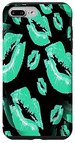 Zärtliches Aqua-Lippenmuster von Two Kisses Collided Lip Hülle für iPhone 7 Plus/8 Plus von Lipstick Kisses Tees And KissMark Gifts by taiche