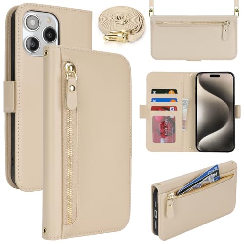 Lipvina Handyhülle für iPhone 15 Pro Max mit praktischem Band und Kartenfach - stilvolle Klapphülle mit Handykette aus hochwertigem Leder Hülle für iPhone 15 Pro Max - Beige Weiße Lipvina Handyhülle für iPhone 15 Pro Max mit praktischem Band und Kartenfach - stilvolle Klapphülle mit Handykette aus hochwertigem Leder Hülle für iPhone 15 Pro Max - Beige Weiße von Lipvina