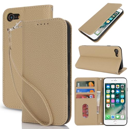 Lipvina Handyhülle für iPhone 7/8/SE2020/SE2022.Premium PU-Leder Handyhülle mit Kartenfach,Standfunktion,RFID-Schutz.Klapphülle und Handytasche aus lederhülle,Braun von Lipvina