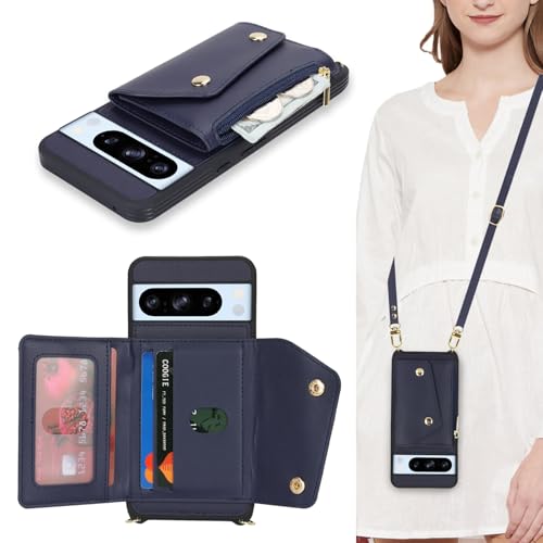 Lipvina Hülle für Google Pixel 8 Pro Hülle mit Band Kartenhalter handyhülle Hülle für Google Pixel 8 Pro mit Reißverschluss Band Ring Ständer Case für Frauen - Blau Lipvina Hülle für Google Pixel 8 Pro Hülle mit Band Kartenhalter handyhülle Hülle für Google Pixel 8 Pro mit Reißverschluss Band Ring Ständer Case für Frauen - Blau von Lipvina