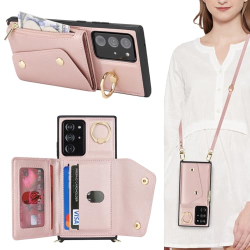Lipvina Hülle für Samsung Galaxy Note 20 Ultra Hülle mit Band Kartenhalter handyhülle Hülle für Samsung Galaxy Note 20 Ultra mit Reißverschluss Band Ring Ständer Case für Frauen - Rosa Lipvina Hülle für Samsung Galaxy Note 20 Ultra Hülle mit Band Kartenhalter handyhülle Hülle für Samsung Galaxy Note 20 Ultra mit Reißverschluss Band Ring Ständer Case für Frauen - Rosa von Lipvina