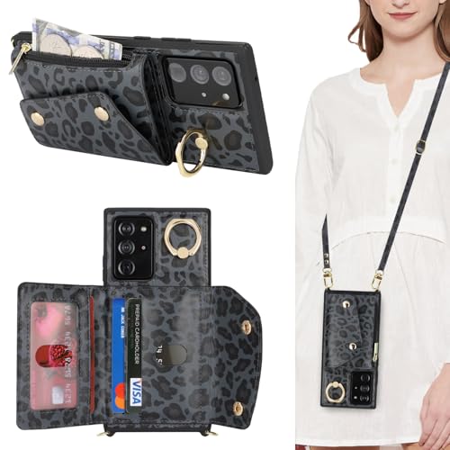 Lipvina Hülle für Samsung Galaxy Note 20 Ultra Hülle mit Band Kartenhalter handyhülle Hülle für Samsung Galaxy Note 20 Ultra mit Reißverschluss Band Ring Ständer Case für Frauen - Schwarzer Leopard Lipvina Hülle für Samsung Galaxy Note 20 Ultra Hülle mit Band Kartenhalter handyhülle Hülle für Samsung Galaxy Note 20 Ultra mit Reißverschluss Band Ring Ständer Case für Frauen - Schwarzer Leopard von Lipvina