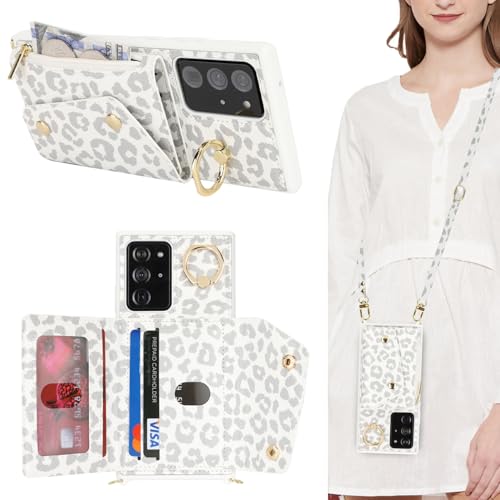 Lipvina Hülle für Samsung Galaxy Note 20 Ultra Hülle mit Band Kartenhalter handyhülle Hülle für Samsung Galaxy Note 20 Ultra mit Reißverschluss Band Ring Ständer Case für Frauen - Weiße Leoparden Lipvina Hülle für Samsung Galaxy Note 20 Ultra Hülle mit Band Kartenhalter handyhülle Hülle für Samsung Galaxy Note 20 Ultra mit Reißverschluss Band Ring Ständer Case für Frauen - Weiße Leoparden von Lipvina