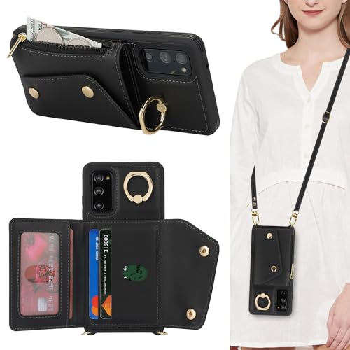 Lipvina Hülle für Samsung Galaxy S20 FE Hülle mit Band Kartenhalter handyhülle Hülle für Samsung Galaxy S20 FE mit Reißverschluss Band Ring Ständer Case für Frauen - Schwarz Lipvina Hülle für Samsung Galaxy S20 FE Hülle mit Band Kartenhalter handyhülle Hülle für Samsung Galaxy S20 FE mit Reißverschluss Band Ring Ständer Case für Frauen - Schwarz von Lipvina