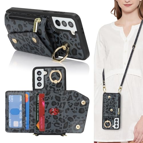 Lipvina Hülle für Samsung Galaxy S21 Hülle mit Band Kartenhalter handyhülle Hülle für Samsung Galaxy S21 mit Reißverschluss Band Ring Ständer Case für Frauen - Schwarzer Leopard Lipvina Hülle für Samsung Galaxy S21 Hülle mit Band Kartenhalter handyhülle Hülle für Samsung Galaxy S21 mit Reißverschluss Band Ring Ständer Case für Frauen - Schwarzer Leopard von Lipvina