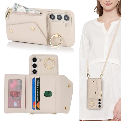 Lipvina Hülle für Samsung Galaxy S23 Plus Hülle mit Band Kartenhalter handyhülle Hülle für Samsung Galaxy S23 Plus mit Reißverschluss Band Ring Ständer Case für Frauen - weiß Lipvina Hülle für Samsung Galaxy S23 Plus Hülle mit Band Kartenhalter handyhülle Hülle für Samsung Galaxy S23 Plus mit Reißverschluss Band Ring Ständer Case für Frauen - weiß von Lipvina