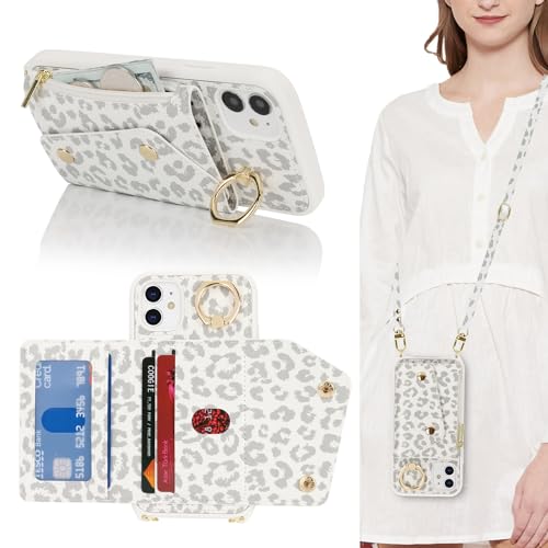 Lipvina Hülle für iPhone 11 Hülle mit Band Kartenhalter handyhülle Hülle für iPhone 11 mit Reißverschluss Band Ring Ständer Case für Frauen - Weiße Leoparden Lipvina Hülle für iPhone 11 Hülle mit Band Kartenhalter handyhülle Hülle für iPhone 11 mit Reißverschluss Band Ring Ständer Case für Frauen - Weiße Leoparden von Lipvina