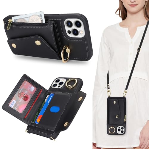 Lipvina Hülle für iPhone 11 Pro Max Hülle mit Band Kartenhalter handyhülle Hülle für iPhone 11 Pro Max mit Reißverschluss Band Ring Ständer Case für Frauen - Schwarz Lipvina Hülle für iPhone 11 Pro Max Hülle mit Band Kartenhalter handyhülle Hülle für iPhone 11 Pro Max mit Reißverschluss Band Ring Ständer Case für Frauen - Schwarz von Lipvina
