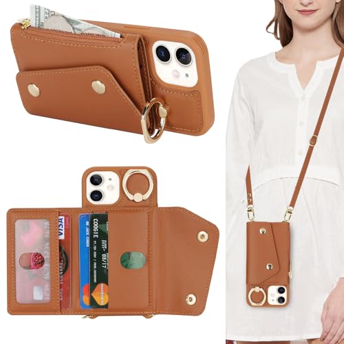 Lipvina Hülle für iPhone 12 Mini - Schrägkeitsgehäuse mit Band, 3-in-1-Kartenhalter, sichere Aufbewahrung - Braun Lipvina Hülle für iPhone 12 Mini - Schrägkeitsgehäuse mit Band, 3-in-1-Kartenhalter, sichere Aufbewahrung - Braun von Lipvina
