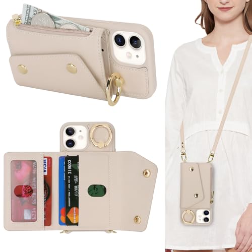 Lipvina Hülle für iPhone 12 Mini Hülle mit Band Kartenhalter handyhülle Hülle für iPhone 12 Mini mit Reißverschluss Band Ring Ständer Case für Frauen - weiß Lipvina Hülle für iPhone 12 Mini Hülle mit Band Kartenhalter handyhülle Hülle für iPhone 12 Mini mit Reißverschluss Band Ring Ständer Case für Frauen - weiß von Lipvina