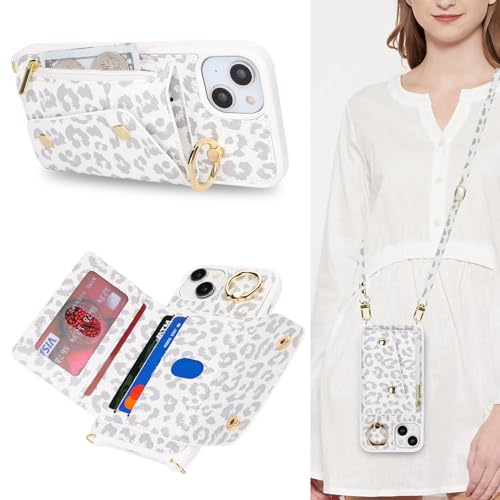 Lipvina Hülle für iPhone 15 Plus Hülle mit Band Kartenhalter handyhülle Hülle für iPhone 15 Plus mit Reißverschluss Band Ring Ständer Case für Frauen - Weiße Leoparden Lipvina Hülle für iPhone 15 Plus Hülle mit Band Kartenhalter handyhülle Hülle für iPhone 15 Plus mit Reißverschluss Band Ring Ständer Case für Frauen - Weiße Leoparden von Lipvina
