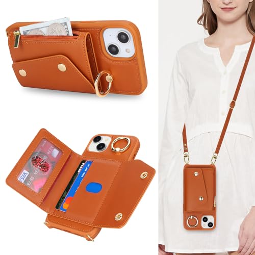 Lipvina Hülle für iPhone 15 Plus Hülle mit Band Kartenhalter handyhülle Hülle für iPhone 15 Plus mit Reißverschluss Band Ring Ständer Case für Frauen - Braun Lipvina Hülle für iPhone 15 Plus Hülle mit Band Kartenhalter handyhülle Hülle für iPhone 15 Plus mit Reißverschluss Band Ring Ständer Case für Frauen - Braun von Lipvina
