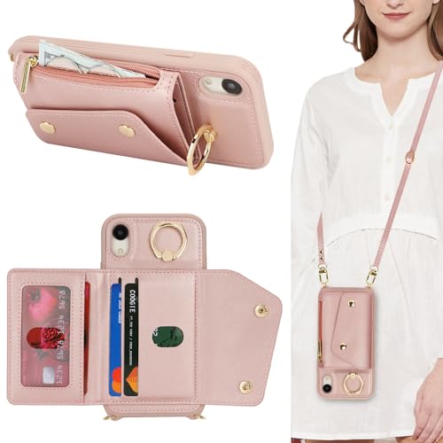 Lipvina Hülle für iPhone XR Hülle mit Band Kartenhalter handyhülle Hülle für iPhone XR mit Reißverschluss Band Ring Ständer Case für Frauen - Rosa Lipvina Hülle für iPhone XR Hülle mit Band Kartenhalter handyhülle Hülle für iPhone XR mit Reißverschluss Band Ring Ständer Case für Frauen - Rosa von Lipvina