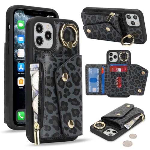 Lipvina für iPhone 11 Pro Hülle mit Kartenhalter Handyhülle mit Schlüsselanhänger Hülle geldbörse Leder Reißverschluss für Herren und Damen - Schwarzer Leopard Lipvina für iPhone 11 Pro Hülle mit Kartenhalter Handyhülle mit Schlüsselanhänger Hülle geldbörse Leder Reißverschluss für Herren und Damen - Schwarzer Leopard von Lipvina