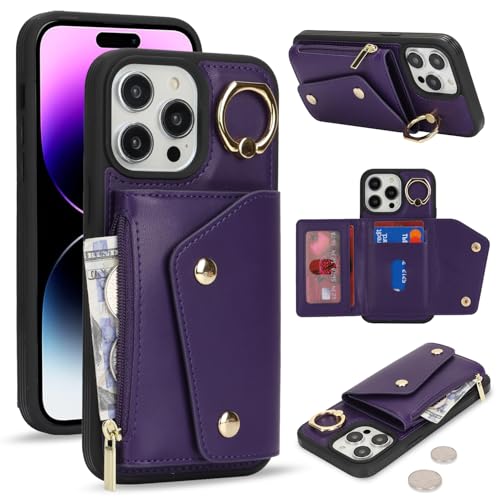 Lipvina für iPhone 14 Pro Max Hülle mit Kartenhalter Handyhülle mit Schlüsselanhänger Hülle geldbörse Leder Reißverschluss für Herren und Damen - Tief Violett Lipvina für iPhone 14 Pro Max Hülle mit Kartenhalter Handyhülle mit Schlüsselanhänger Hülle geldbörse Leder Reißverschluss für Herren und Damen - Tief Violett von Lipvina