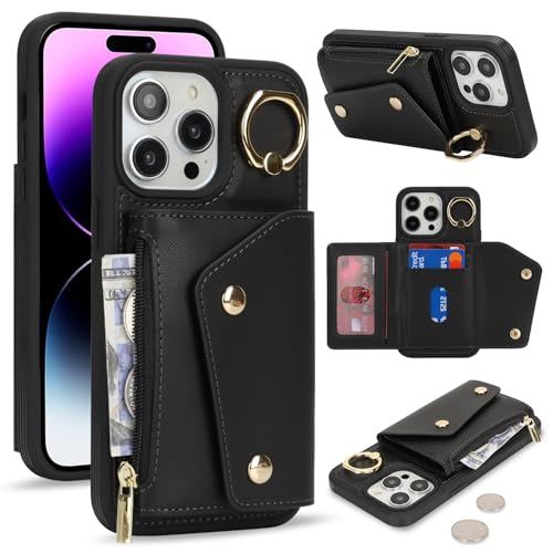 Lipvina für iPhone 14 Pro Max Hülle mit Kartenhalter Handyhülle mit Schlüsselanhänger Hülle geldbörse Leder Reißverschluss für Herren und Damen - Schwarzer Lipvina für iPhone 14 Pro Max Hülle mit Kartenhalter Handyhülle mit Schlüsselanhänger Hülle geldbörse Leder Reißverschluss für Herren und Damen - Schwarzer von Lipvina