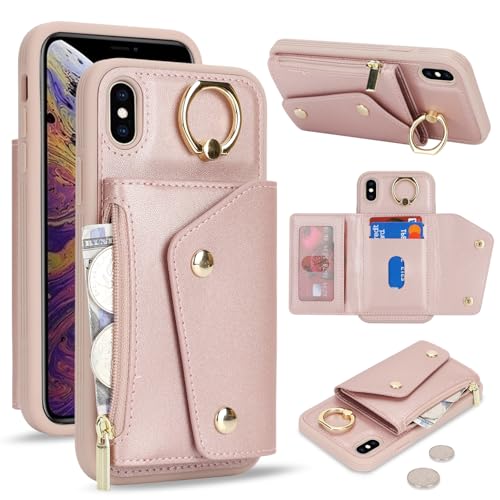 Lipvina für iPhone XS Max Hülle mit Kartenhalter Handyhülle mit Schlüsselanhänger Hülle geldbörse Leder Reißverschluss für Herren und Damen - Roségold Lipvina für iPhone XS Max Hülle mit Kartenhalter Handyhülle mit Schlüsselanhänger Hülle geldbörse Leder Reißverschluss für Herren und Damen - Roségold von Lipvina