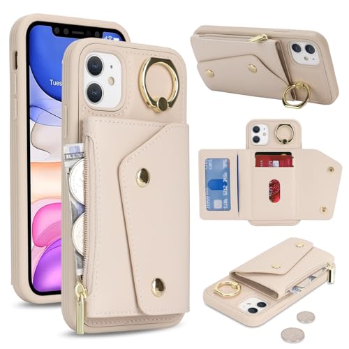 Lipvina für iPhone 11 Hülle mit Kartenhalter Handyhülle mit Schlüsselanhänger Hülle geldbörse Leder Reißverschluss für Herren und Damen - Aprikose Lipvina für iPhone 11 Hülle mit Kartenhalter Handyhülle mit Schlüsselanhänger Hülle geldbörse Leder Reißverschluss für Herren und Damen - Aprikose von Lipvina