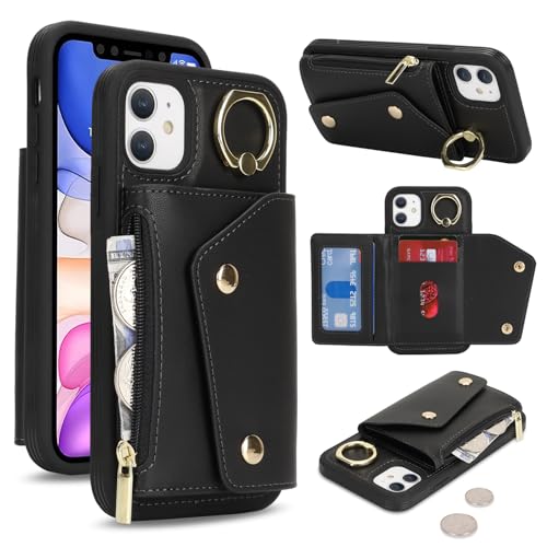 Lipvina für iPhone 11 Hülle mit Kartenhalter Handyhülle mit Schlüsselanhänger Hülle geldbörse Leder Reißverschluss für Herren und Damen - Schwarzer Lipvina für iPhone 11 Hülle mit Kartenhalter Handyhülle mit Schlüsselanhänger Hülle geldbörse Leder Reißverschluss für Herren und Damen - Schwarzer von Lipvina