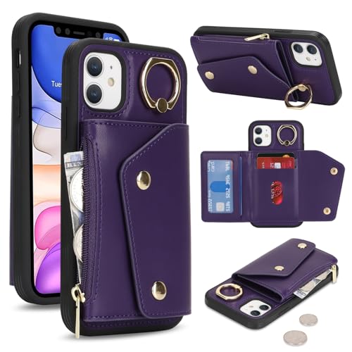 Lipvina für iPhone 11 Hülle mit Kartenhalter Handyhülle mit Schlüsselanhänger Hülle geldbörse Leder Reißverschluss für Herren und Damen - Tief Violett Lipvina für iPhone 11 Hülle mit Kartenhalter Handyhülle mit Schlüsselanhänger Hülle geldbörse Leder Reißverschluss für Herren und Damen - Tief Violett von Lipvina
