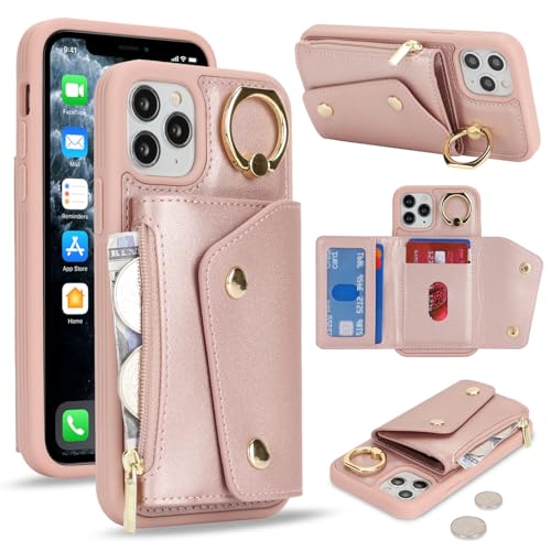 Lipvina für iPhone 11 Pro Hülle mit Kartenhalter Handyhülle mit Schlüsselanhänger Hülle geldbörse Leder Reißverschluss für Herren und Damen - Roségold Lipvina für iPhone 11 Pro Hülle mit Kartenhalter Handyhülle mit Schlüsselanhänger Hülle geldbörse Leder Reißverschluss für Herren und Damen - Roségold von Lipvina