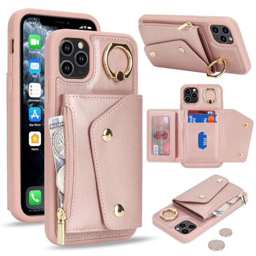 Lipvina für iPhone 11 Pro Max Hülle mit Kartenhalter Handyhülle mit Schlüsselanhänger Hülle geldbörse Leder Reißverschluss für Herren und Damen - Roségold Lipvina für iPhone 11 Pro Max Hülle mit Kartenhalter Handyhülle mit Schlüsselanhänger Hülle geldbörse Leder Reißverschluss für Herren und Damen - Roségold von Lipvina