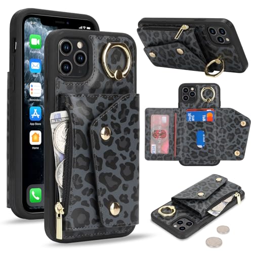 Lipvina für iPhone 11 Pro Max Hülle mit Kartenhalter Handyhülle mit Schlüsselanhänger Hülle geldbörse Leder Reißverschluss für Herren und Damen - Schwarzer Leopard Lipvina für iPhone 11 Pro Max Hülle mit Kartenhalter Handyhülle mit Schlüsselanhänger Hülle geldbörse Leder Reißverschluss für Herren und Damen - Schwarzer Leopard von Lipvina