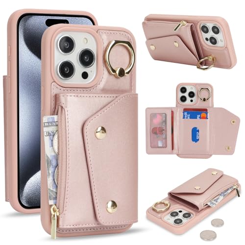 Lipvina für iPhone 13 Pro Max Hülle mit Kartenhalter Handyhülle mit Schlüsselanhänger Hülle geldbörse Leder Reißverschluss für Herren und Damen - Roségold Lipvina für iPhone 13 Pro Max Hülle mit Kartenhalter Handyhülle mit Schlüsselanhänger Hülle geldbörse Leder Reißverschluss für Herren und Damen - Roségold von Lipvina