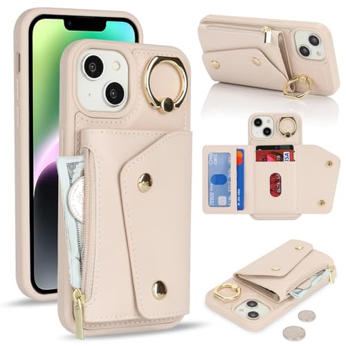 Lipvina für iPhone 14/13 Hülle mit Kartenhalter Handyhülle mit Schlüsselanhänger Hülle geldbörse Leder Reißverschluss für Herren und Damen - Aprikose Lipvina für iPhone 14/13 Hülle mit Kartenhalter Handyhülle mit Schlüsselanhänger Hülle geldbörse Leder Reißverschluss für Herren und Damen - Aprikose von Lipvina